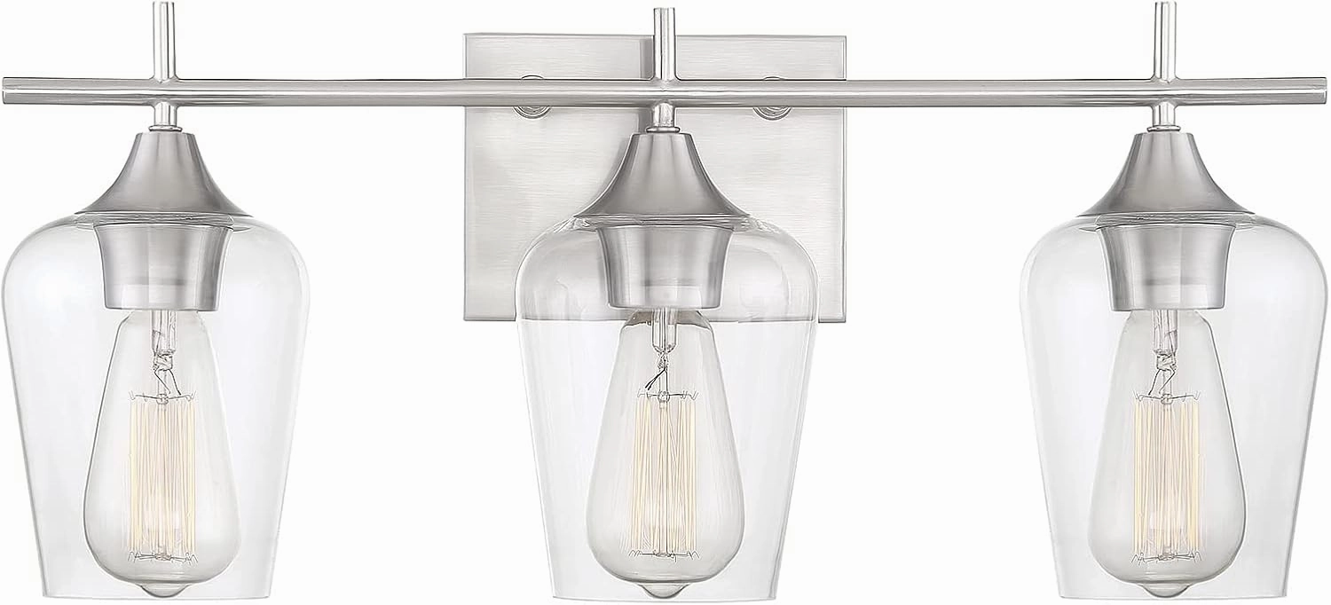 Savoy House 8-4030-3-SN Octave 3-Light Bathroom Vanity Light in a Satin Nickel Finish with Clear Glass (21 W x 9 H)