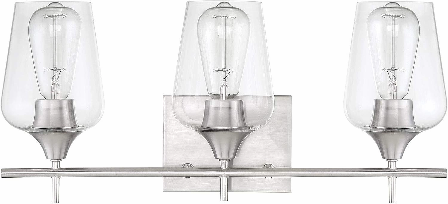 Savoy House 8-4030-3-SN Octave 3-Light Bathroom Vanity Light in a Satin Nickel Finish with Clear Glass (21 W x 9 H)
