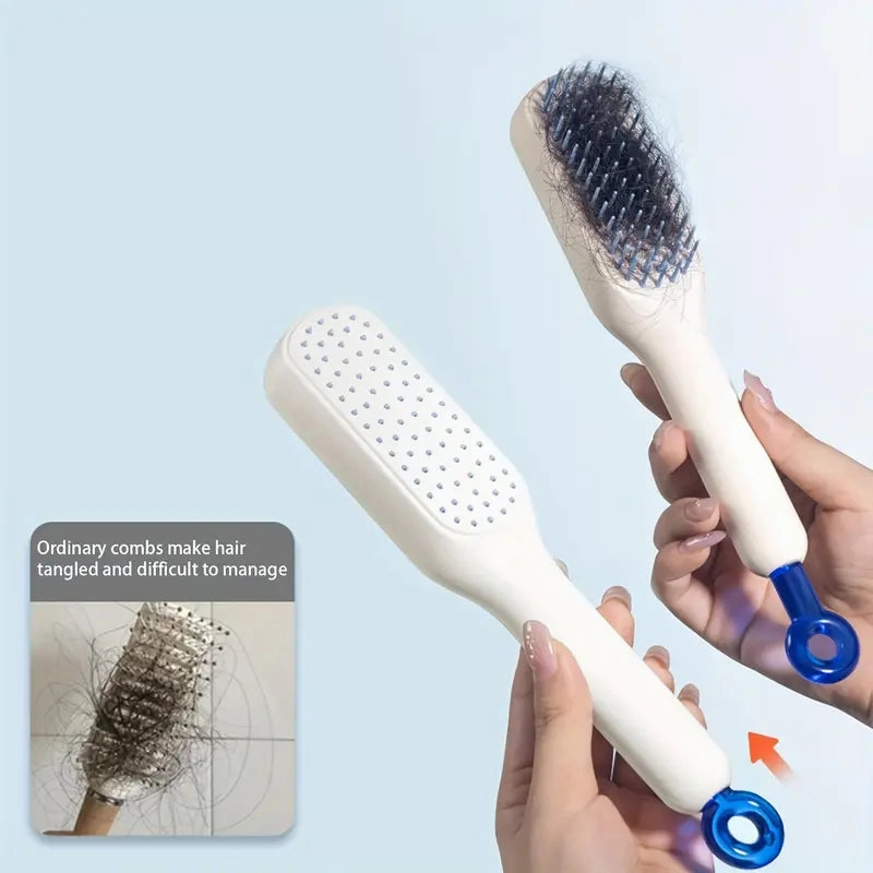 Self Cleaning Hair Brush, One-Click Cleaning Telescopic Hair Comb, Anti-Static Telescopic Hairbrush, Anti-Hair Entangled Automatic (random Color)
