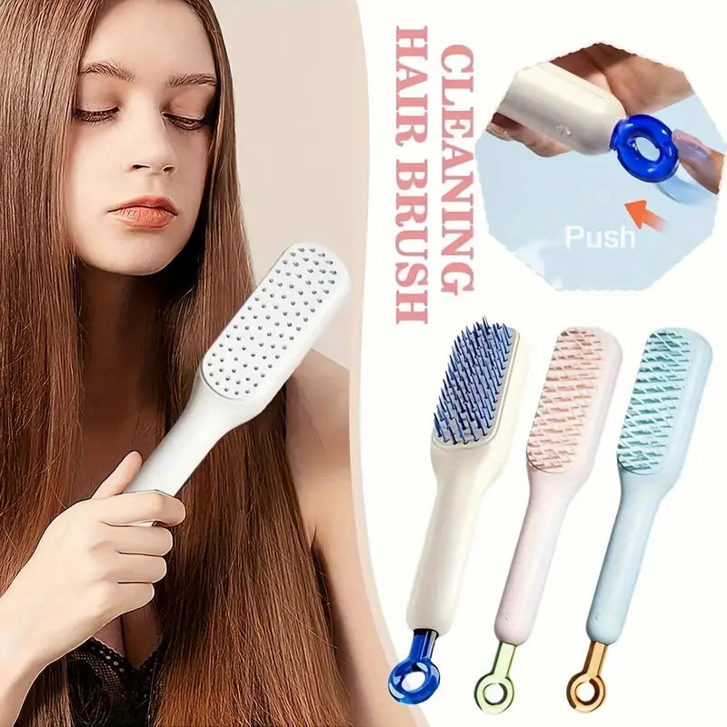 Self Cleaning Hair Brush, One-Click Cleaning Telescopic Hair Comb, Anti-Static Telescopic Hairbrush, Anti-Hair Entangled Automatic (random Color)