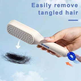 Self Cleaning Hair Brush One Click Cleaning Telescopic Hair Comb (Random Colour) without box