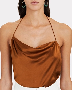 Selina Open-Back Satin Halter Gown