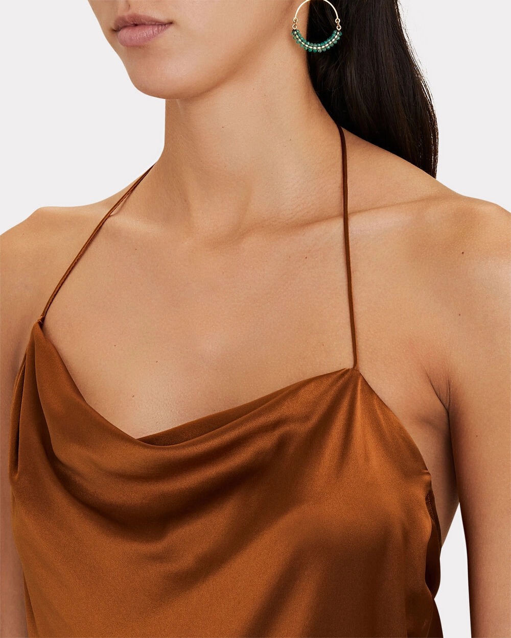 Selina Open-Back Satin Halter Gown