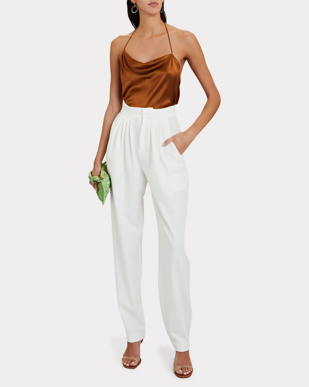 Selina Open-Back Satin Halter Gown