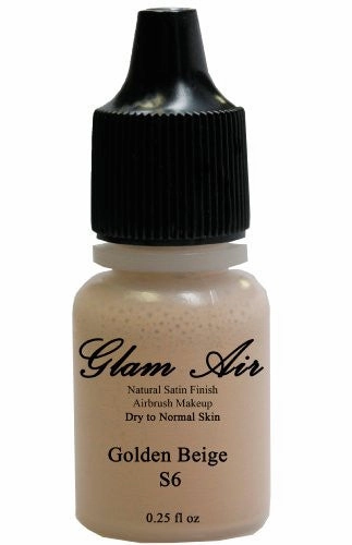 Set of Two (2) Glam Air Airbrush Foundation Makeup S6 Warm Golden Beige & S7 Summer Tan in Satin Finish 0.25oz Bottles(normal to Dry Skin)