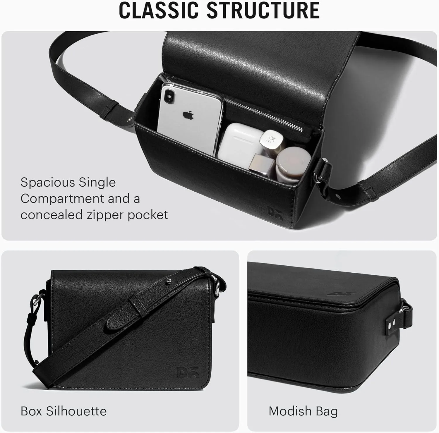 Slim Box Crossbody Purse for Women, Girls | Vegan Leather | Ladies Wallet | Shoulder Handbag | Magnetic Closure