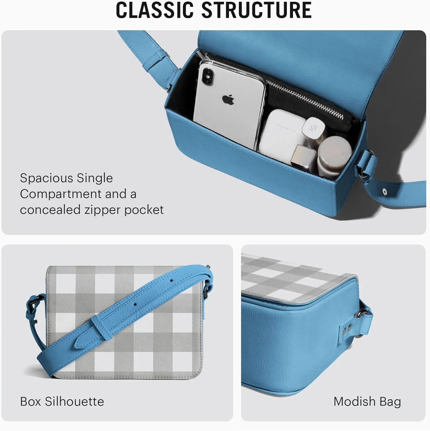Slim Box Crossbody Purse for Women, Girls | Vegan Leather | Ladies Wallet | Shoulder Handbag | Magnetic Closure