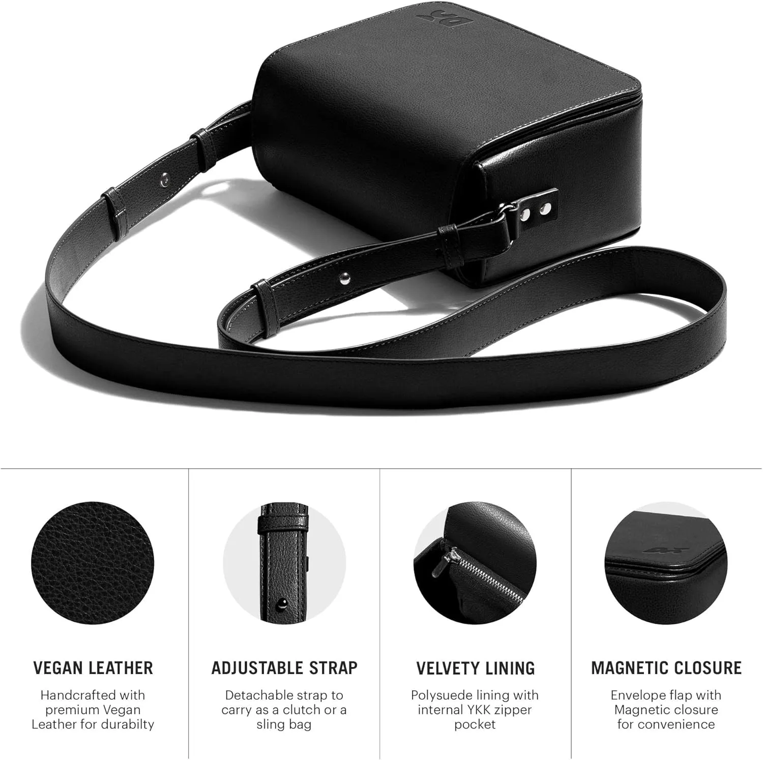 Slim Box Crossbody Purse for Women, Girls | Vegan Leather | Ladies Wallet | Shoulder Handbag | Magnetic Closure