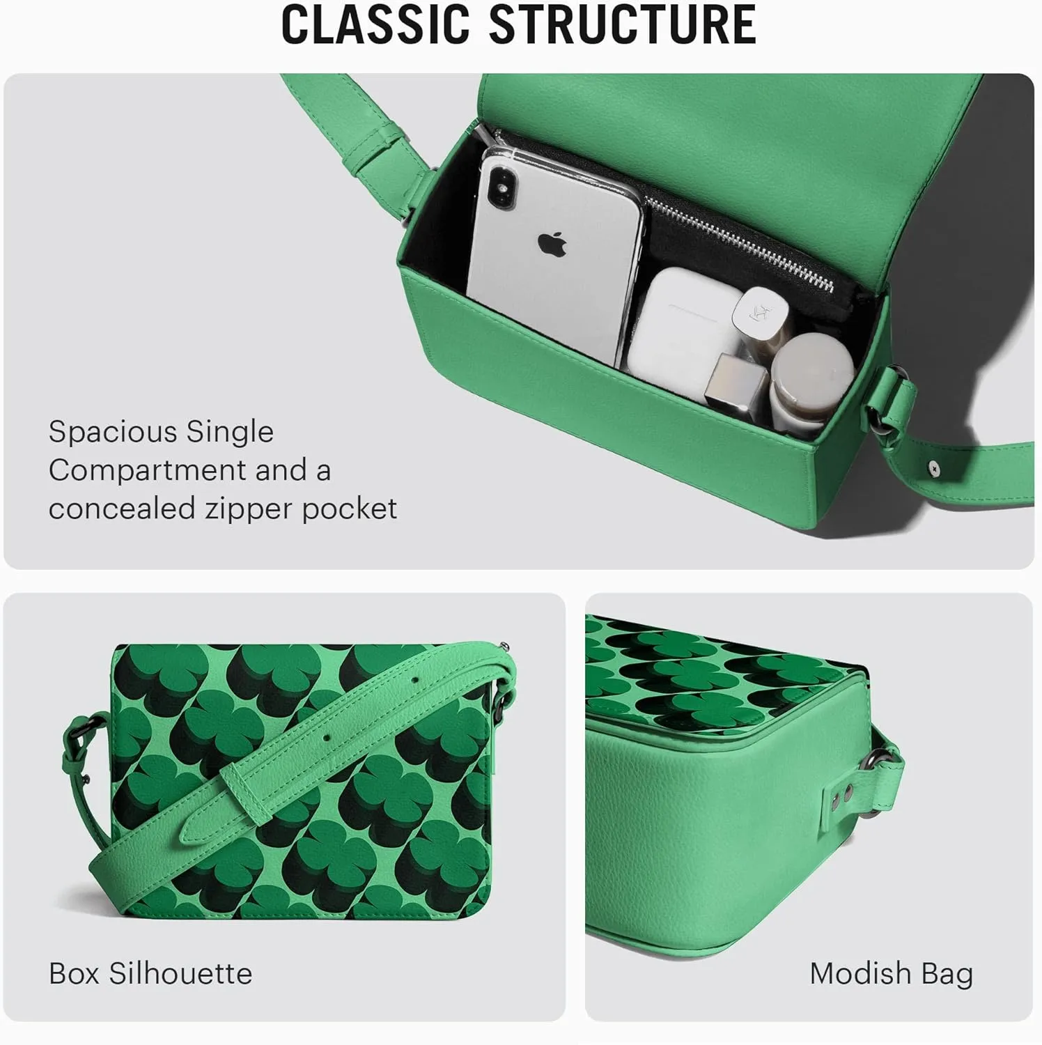 Slim Box Crossbody Purse for Women, Girls | Vegan Leather | Ladies Wallet | Shoulder Handbag | Magnetic Closure