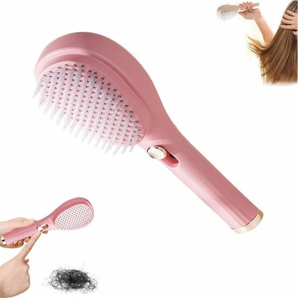 SOVELY Big Size Self Cleaning Hairbrush, One-Click Cleaning Comb, Anti-Static Massage Comb with Self-Cleaning 2 in 1