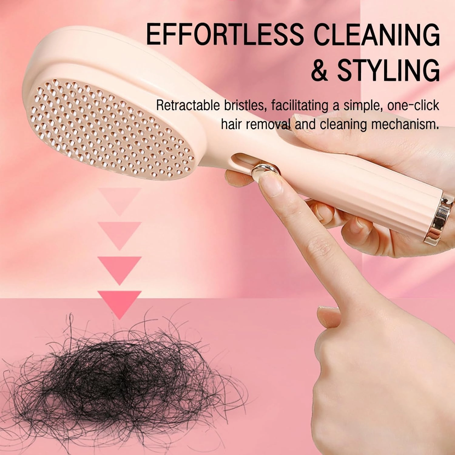 SOVELY Big Size Self Cleaning Hairbrush, One-Click Cleaning Comb, Anti-Static Massage Comb with Self-Cleaning 2 in 1