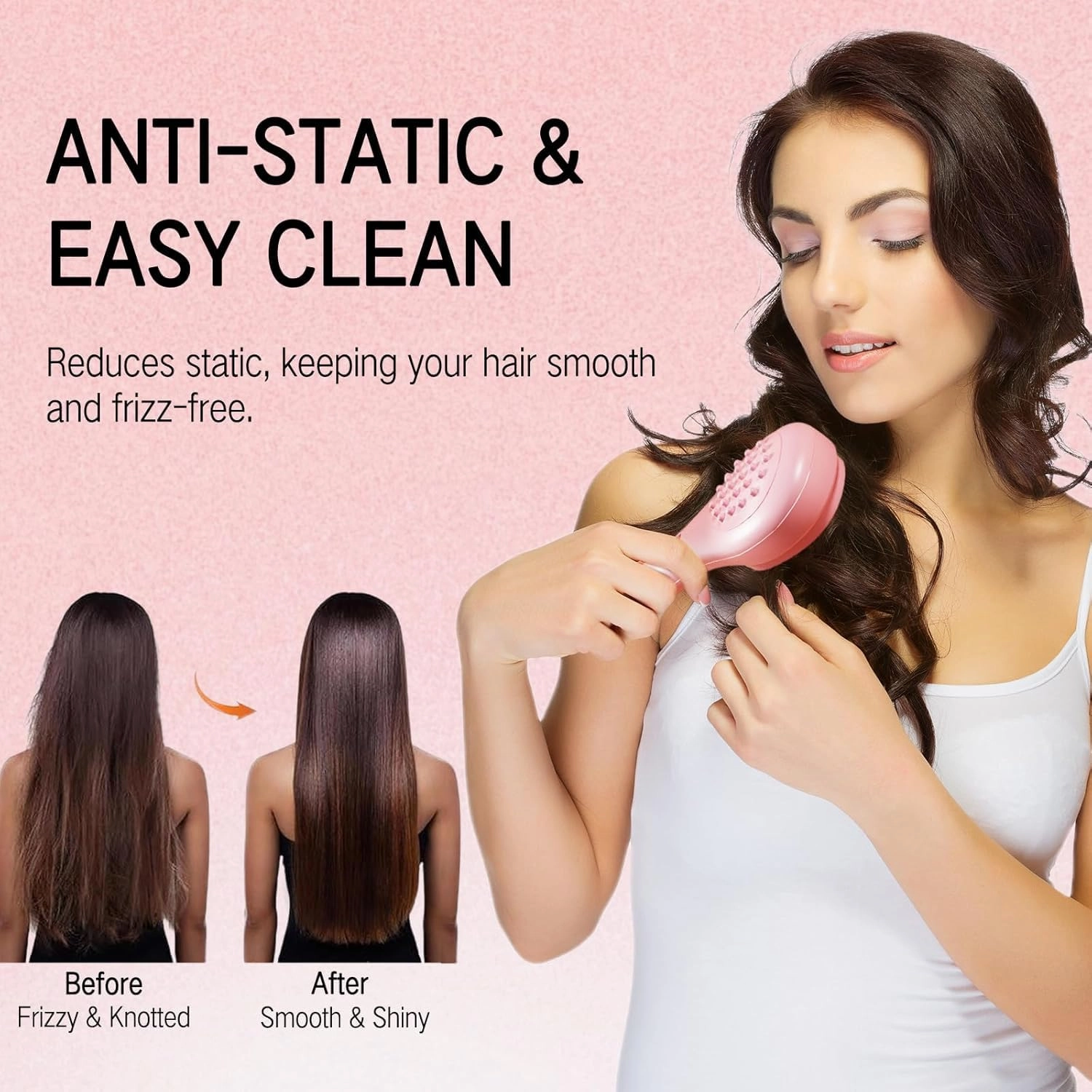 SOVELY Big Size Self Cleaning Hairbrush, One-Click Cleaning Comb, Anti-Static Massage Comb with Self-Cleaning 2 in 1