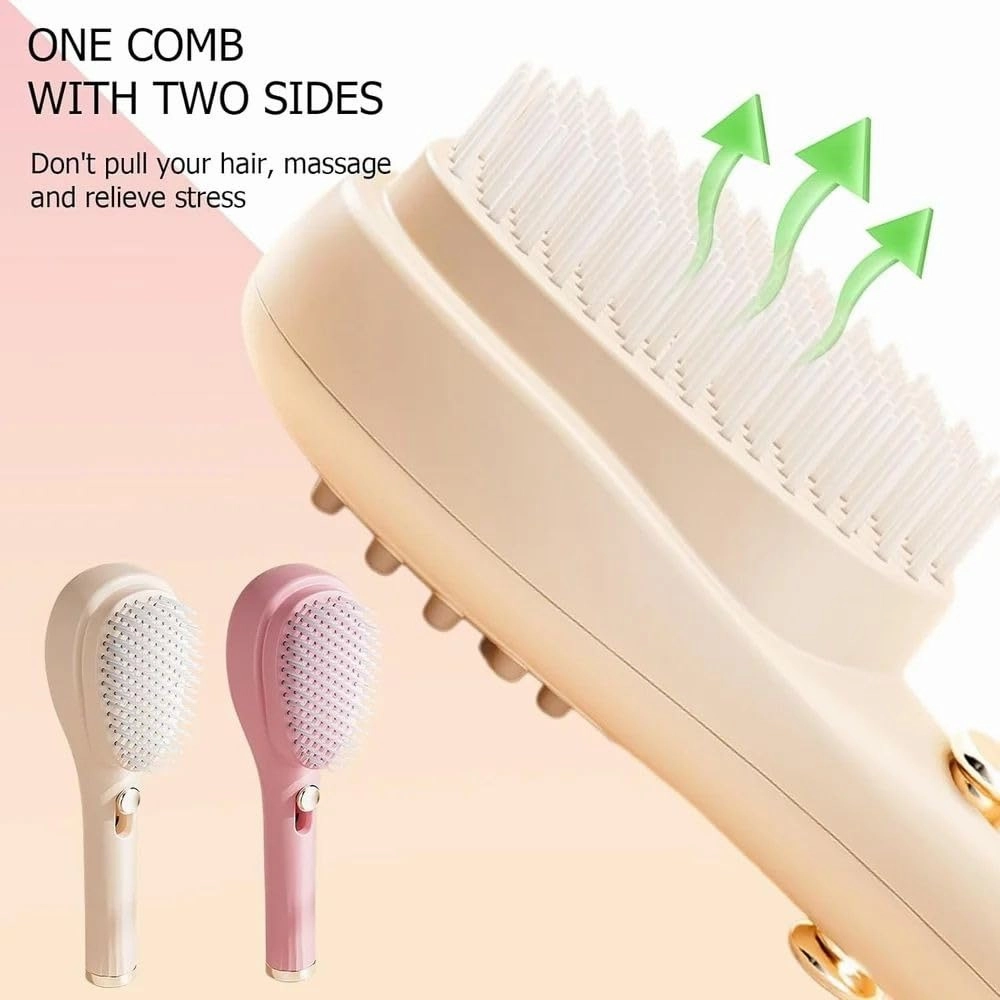 SOVELY Big Size Self Cleaning Hairbrush, One-Click Cleaning Comb, Anti-Static Massage Comb with Self-Cleaning 2 in 1