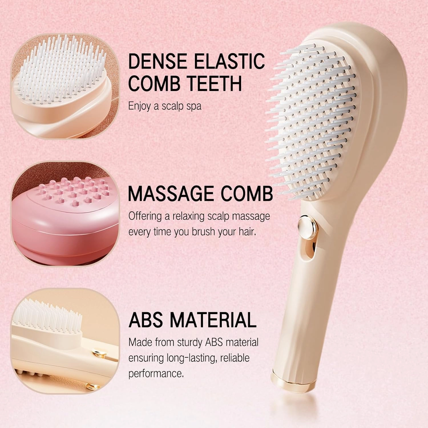 SOVELY Big Size Self Cleaning Hairbrush, One-Click Cleaning Comb, Anti-Static Massage Comb with Self-Cleaning 2 in 1