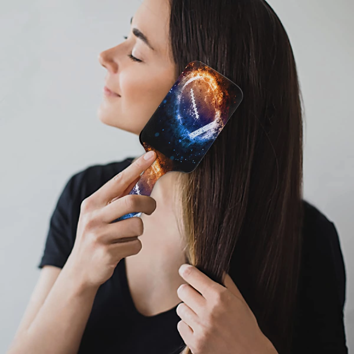 Space America Football Hair Brush, Sport Football Wet Dry Air Cushion Detangler for Kids Adults, Back To School Gift for Women Men