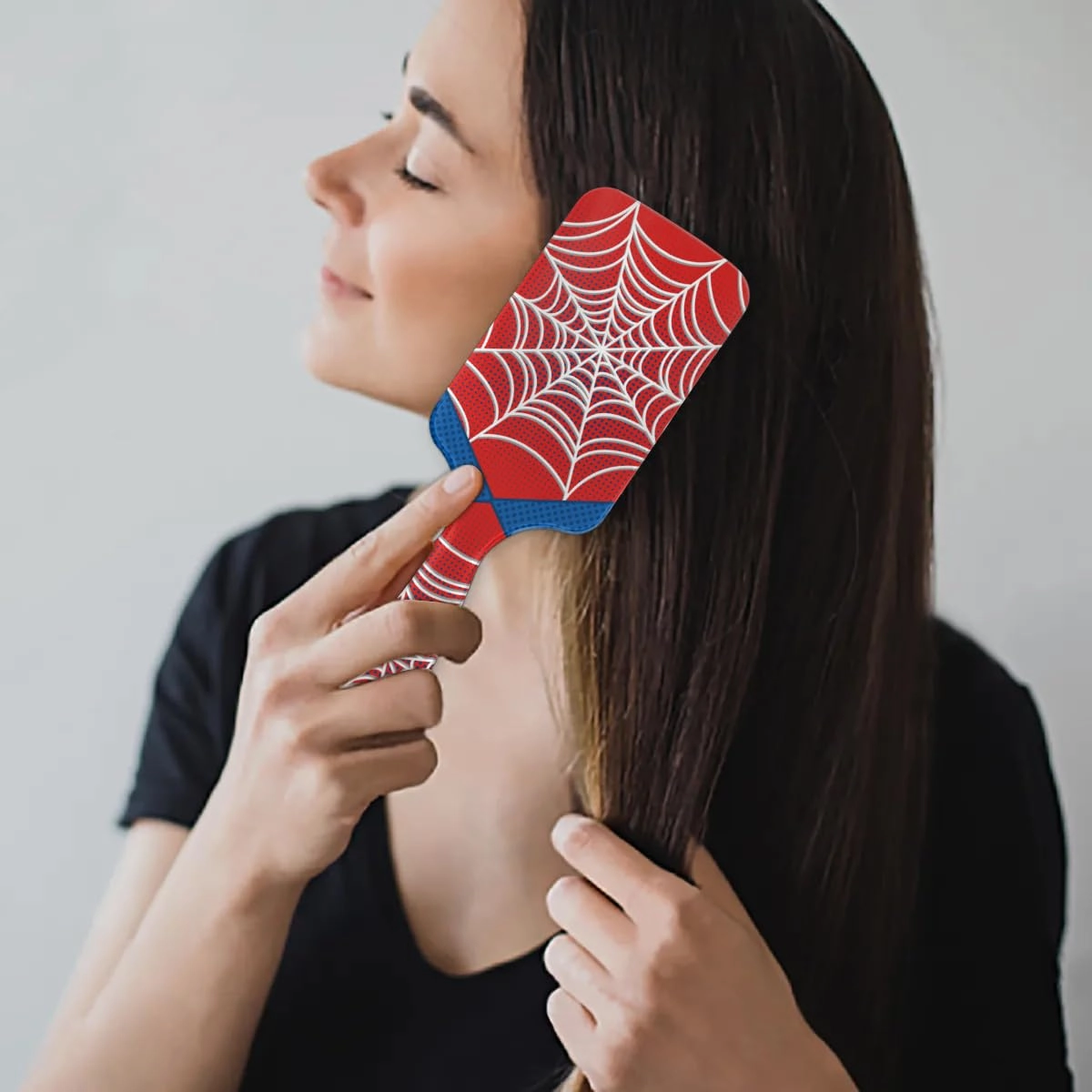 Spider Web Red Kids Detangler Hair Brush Hairbrush for Boys Girls, Detangling Brush Smooth for Wet Dry Thin Long Curly Hair, Glide Through Tangles with Ease and Massage Scalp