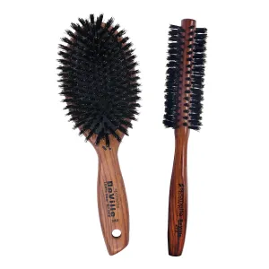 Spornette Deville Cushion Oval Boar Brush Bundle with Deville 1.5 Inch Round Boar Bristle