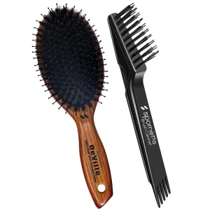 Spornette DeVille Oval Porcupine Boar & Nylon Bundle with Hair Brush Cleaner