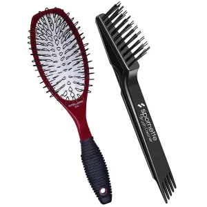 Spornette Large Super Looper Wig Brush 215 Bundle with Hair Brush Cleaner