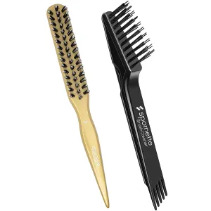 Spornette Little Wonder Boar And Nylon Bristle 111 Bundle with Hair Brush Cleaner