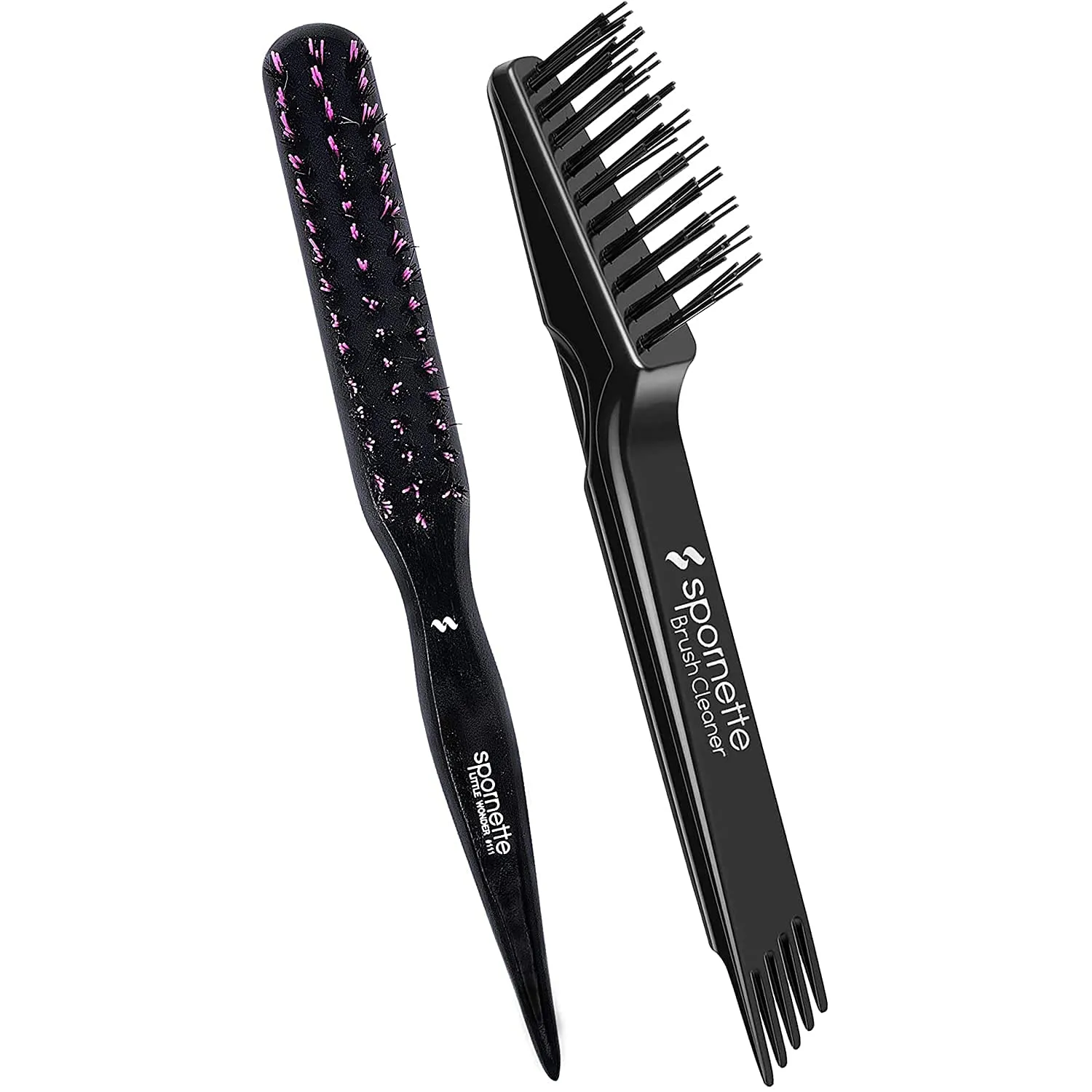 Spornette Little Wonder Boar Pink 111 Bundle with Hair Brush Cleaner