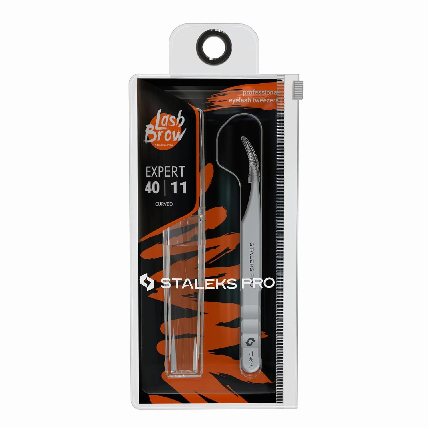 Staleks Pro Professional Eyelash Tweezers Expert 40 Type 11 – Curved – Lash Separation – Stainless Steel – Anti-Fatigue Design