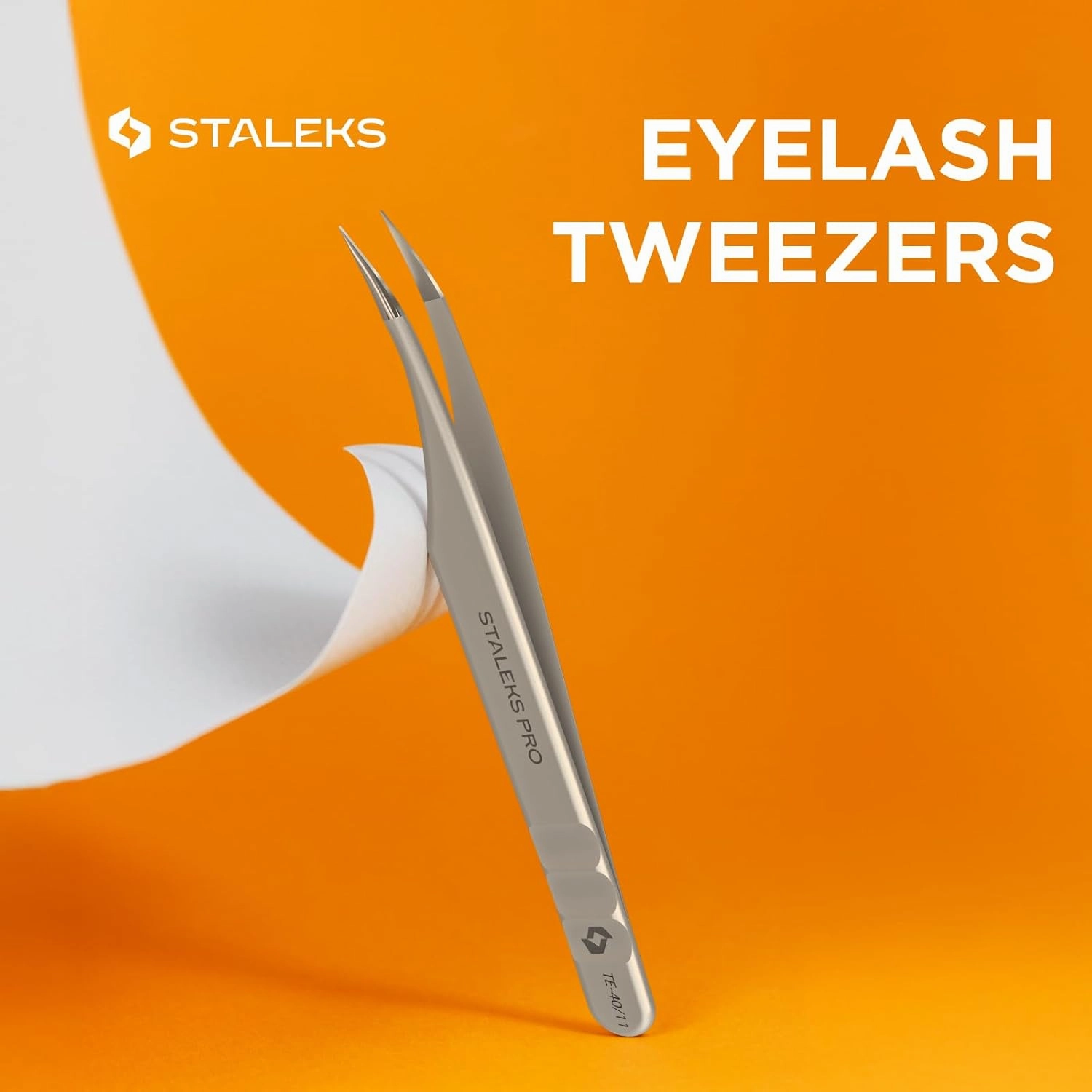 Staleks Pro Professional Eyelash Tweezers Expert 40 Type 11 – Curved – Lash Separation – Stainless Steel – Anti-Fatigue Design
