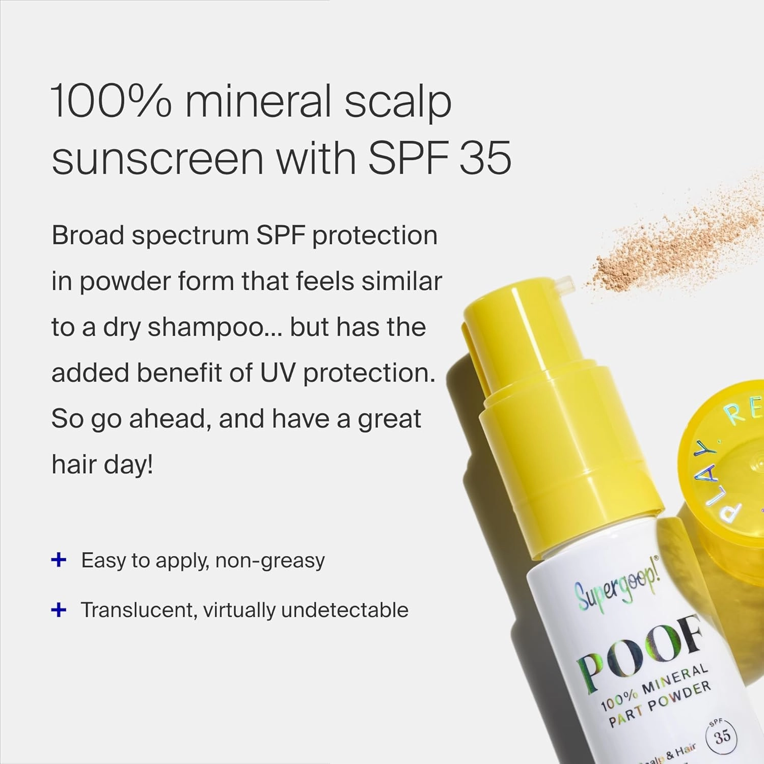 Supergoop! Poof 100% Mineral Part Powder, 0.71 oz - SPF 35 PA    Scalp Sunscreen with Broad Spectrum UV Protection - Cruelty-Free Formula with Vitamin C - Easy to Apply, Non Greasy