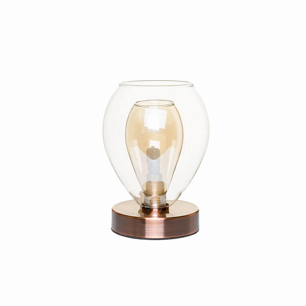 Table Lamp Conical Brushed Satin Antique Copper Effect Champagne Glass Shade
