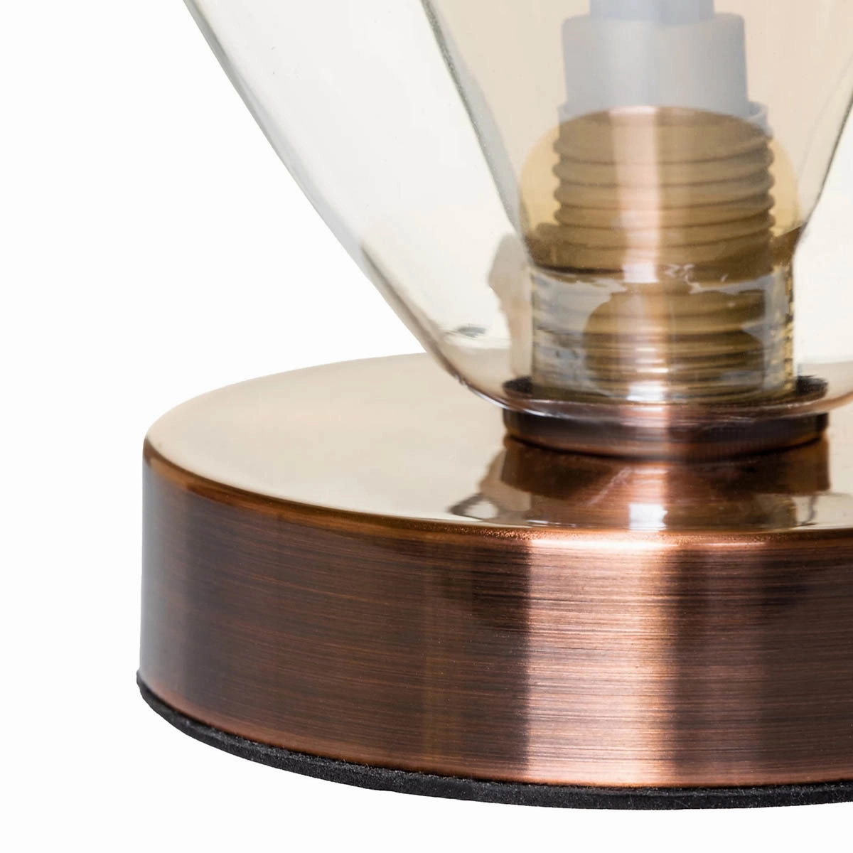 Table Lamp Conical Brushed Satin Antique Copper Effect Champagne Glass Shade