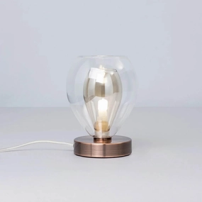 Table Lamp Conical Brushed Satin Antique Copper Effect Champagne Glass Shade