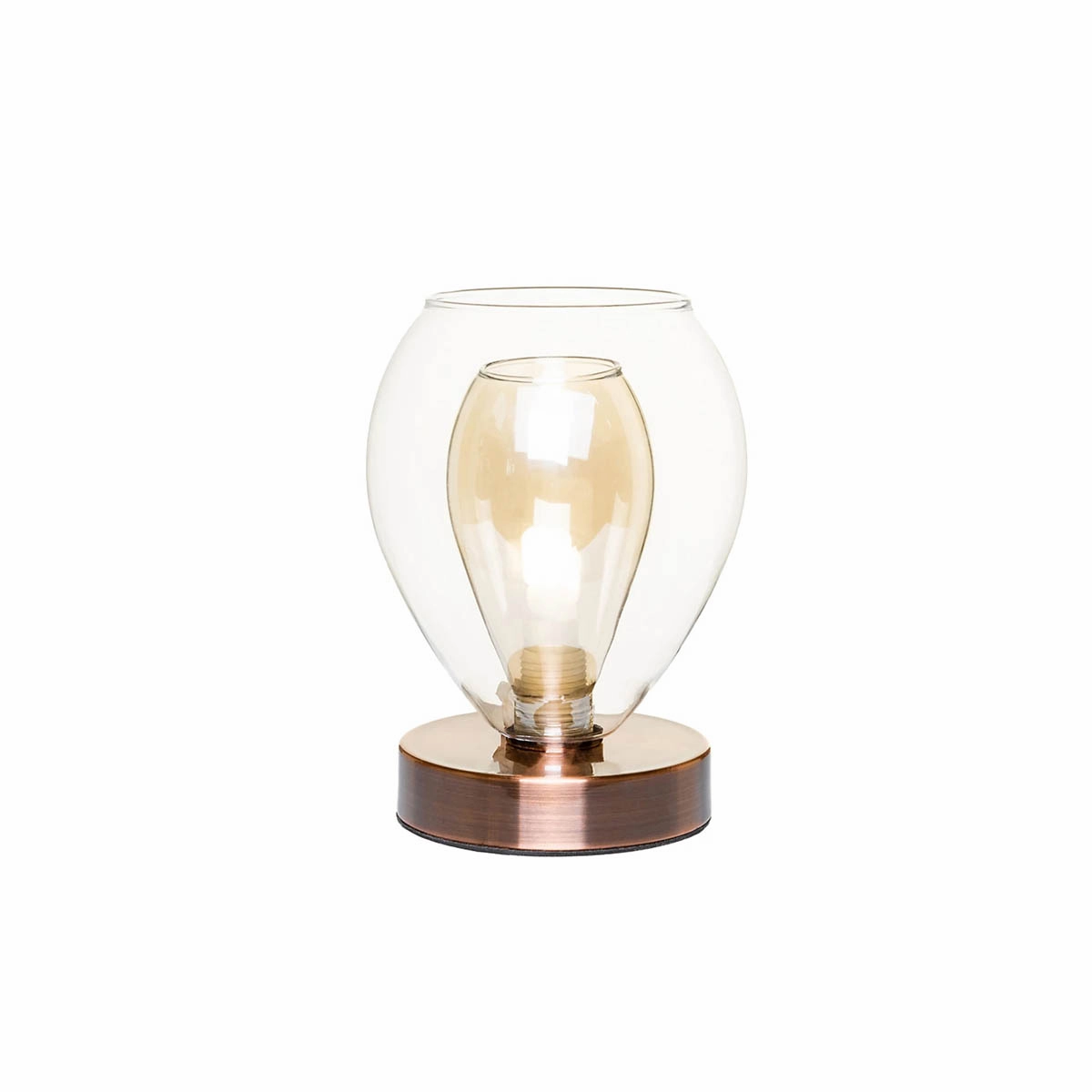Table Lamp Conical Brushed Satin Antique Copper Effect Champagne Glass Shade