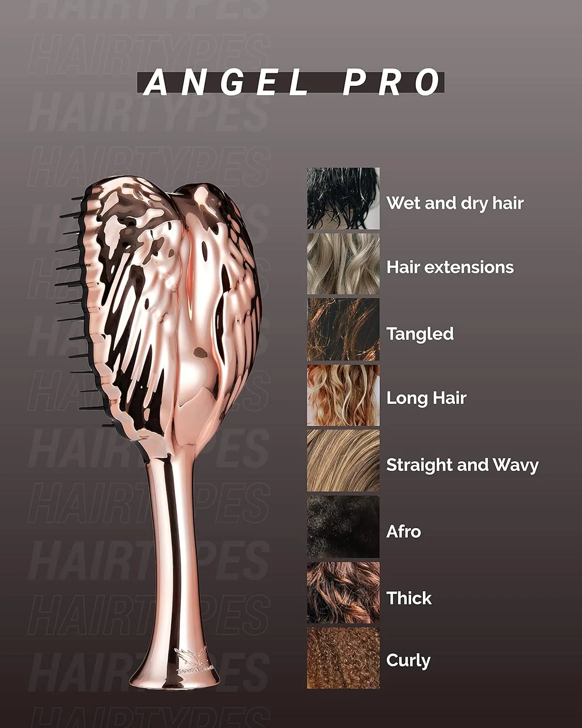Tangle Angel Detangling Hair Brush - Anti Static Tangle Taming Brush with Soft Bristles - Heat & Water Resistant Pro Detangler Hairbrushes for Women for Fine, Thick, Wavy, & Curly Hair - Rose Gold