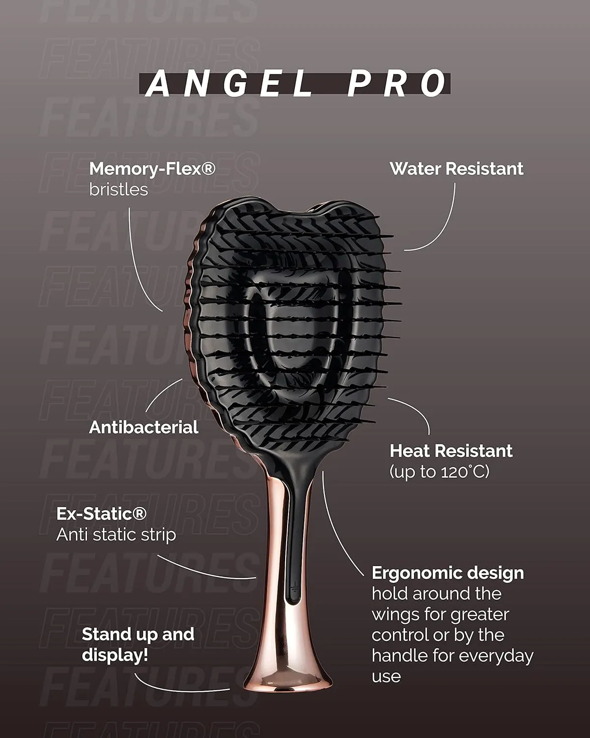 Tangle Angel Detangling Hair Brush - Anti Static Tangle Taming Brush with Soft Bristles - Heat & Water Resistant Pro Detangler Hairbrushes for Women for Fine, Thick, Wavy, & Curly Hair - Rose Gold