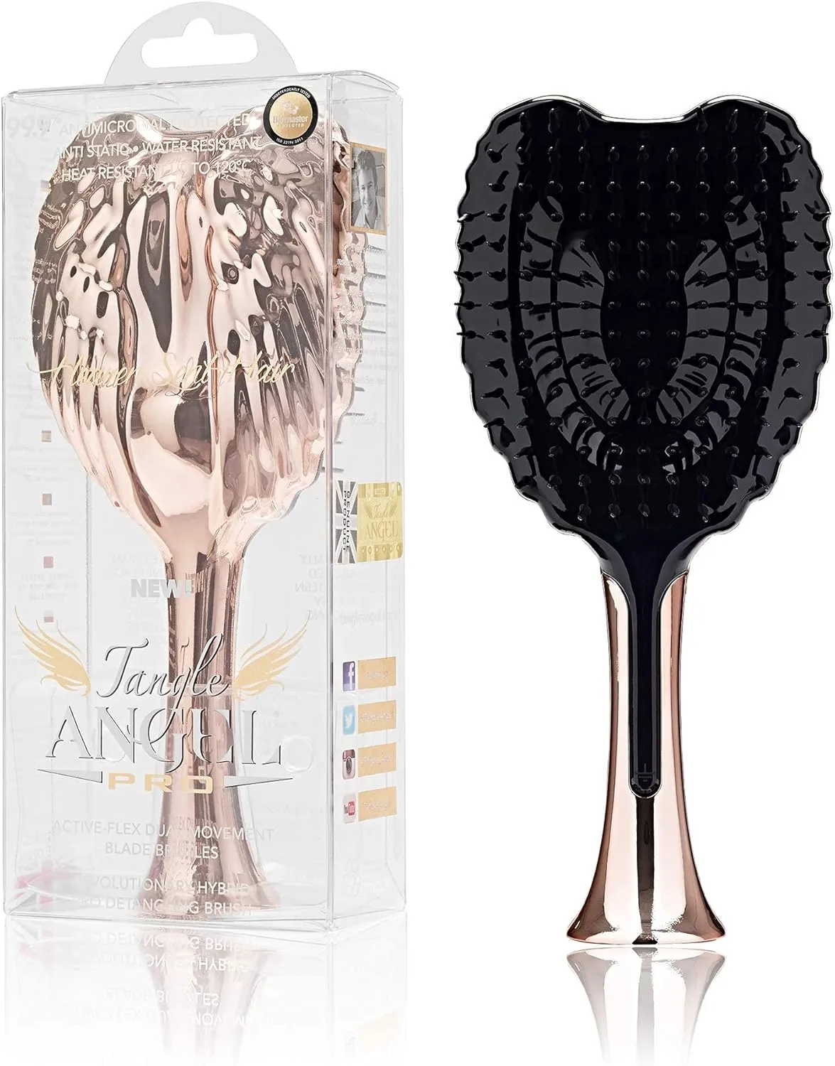 Tangle Angel Detangling Hair Brush - Anti Static Tangle Taming Brush with Soft Bristles - Heat & Water Resistant Pro Detangler Hairbrushes for Women for Fine, Thick, Wavy, & Curly Hair - Rose Gold