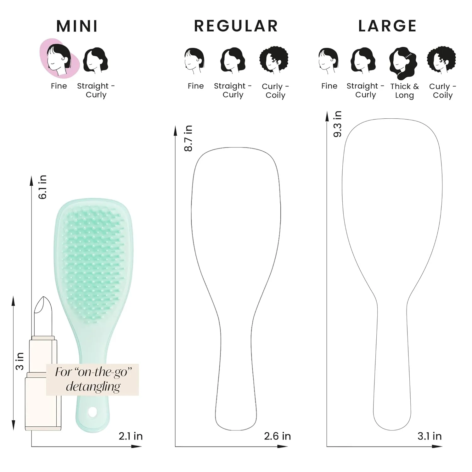 Tangle Teezer Fine & Fragile Ultimate Detangler Brush, Detangles & Reduces Breakage, Travel-Size Mini Hair Brush, Mint