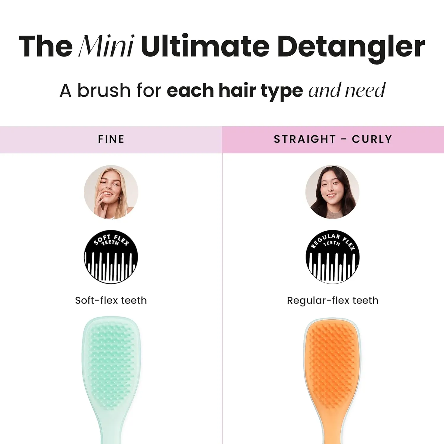 Tangle Teezer Fine & Fragile Ultimate Detangler Brush, Detangles & Reduces Breakage, Travel-Size Mini Hair Brush, Mint