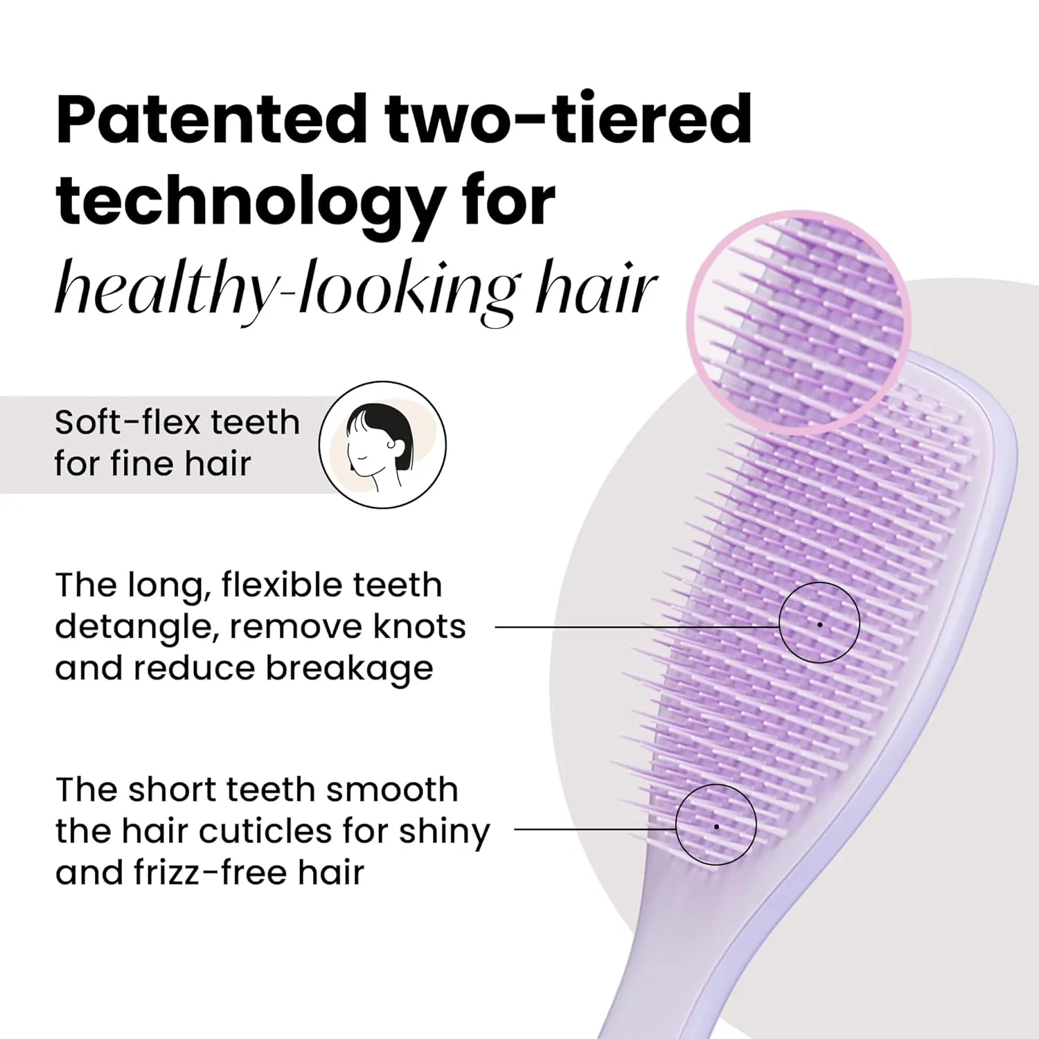 Tangle Teezer Fine & Fragile Ultimate Detangler Brush, Dry & Wet Hair Brush to Detangle & Reduce Breakage, Hypnotic Heather