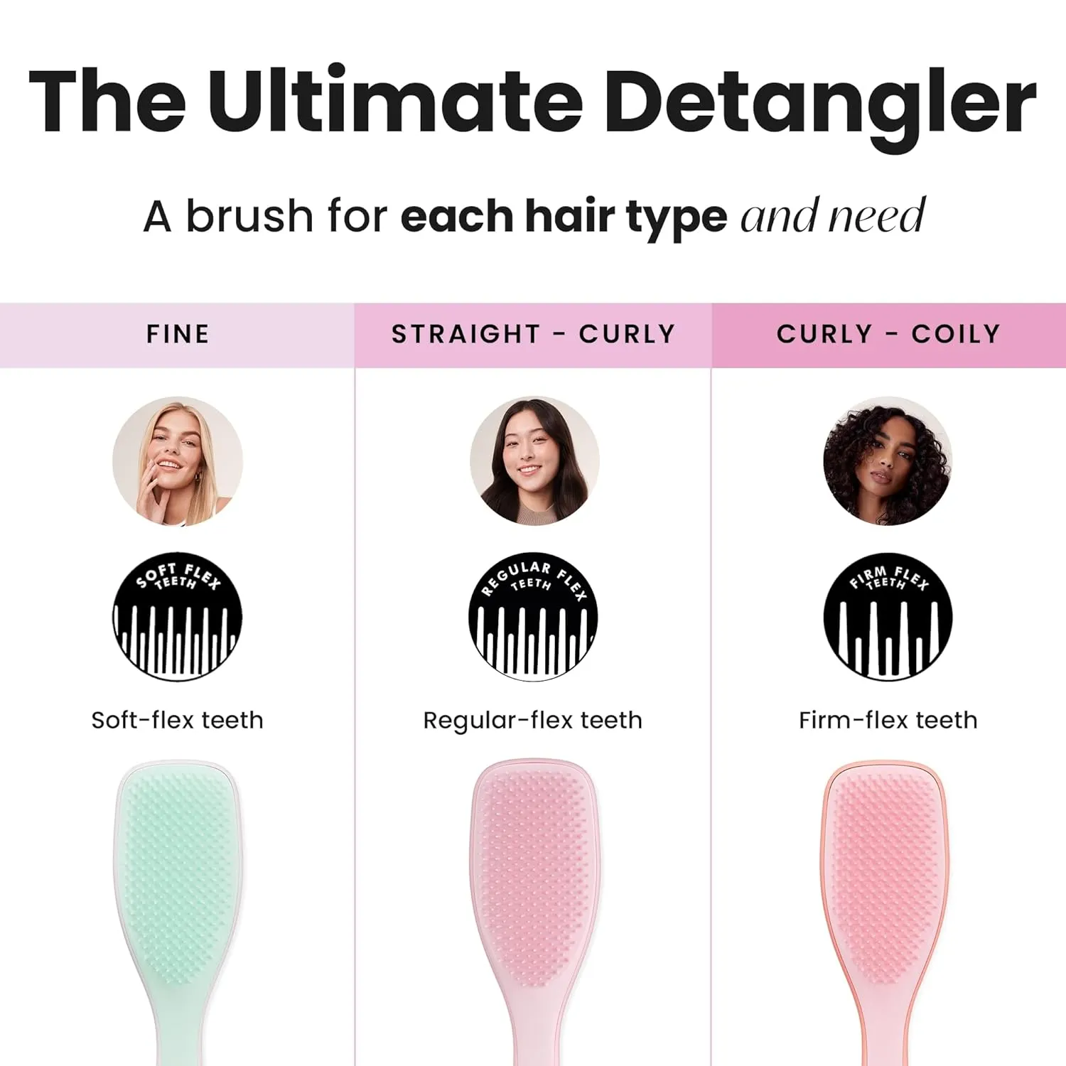 Tangle Teezer Fine & Fragile Ultimate Detangler Brush, Dry & Wet Hair Brush to Detangle & Reduce Breakage, Marshmallow Pink & Mint
