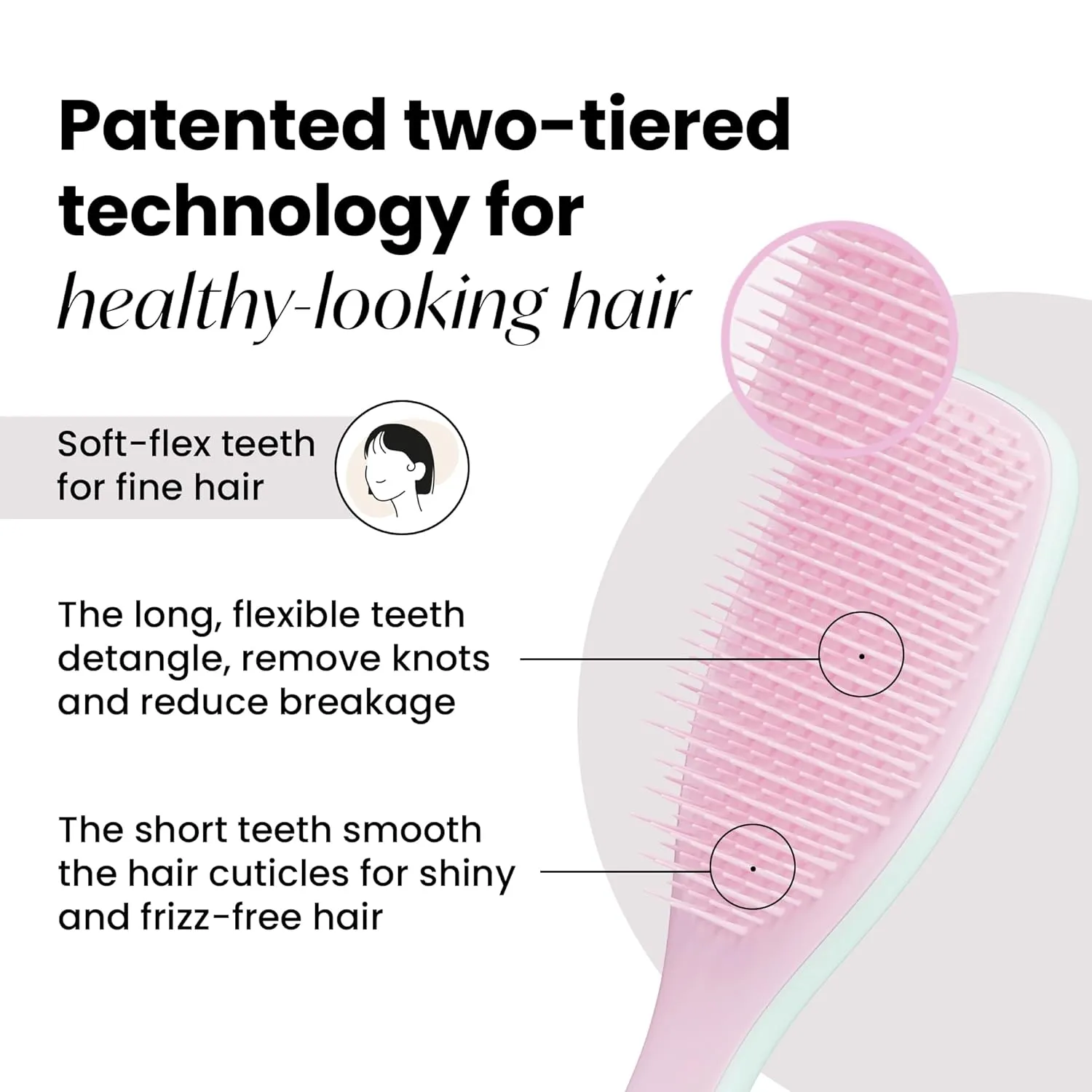 Tangle Teezer Fine & Fragile Ultimate Detangler Brush, Dry & Wet Hair Brush to Detangle & Reduce Breakage, Marshmallow Pink & Mint