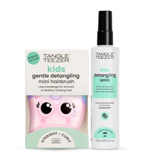 Tangle Teezer Hair Detangler Spray & Detangler Brush Duo, with Sulfate-Free Spray & Unicorn Mini Hairbrush, for Kids & All Hair Types
