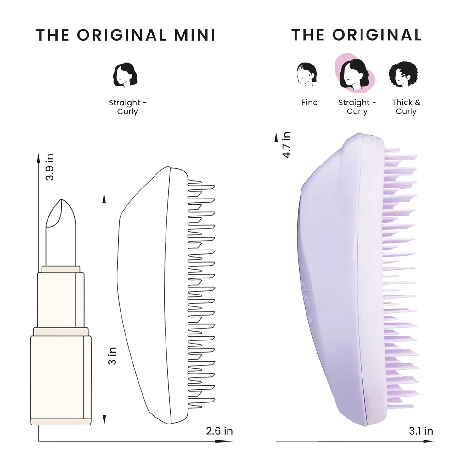 Tangle Teezer Original Detangler Brush, Dry & Wet Hairbrush for All Hair Types, Lilac