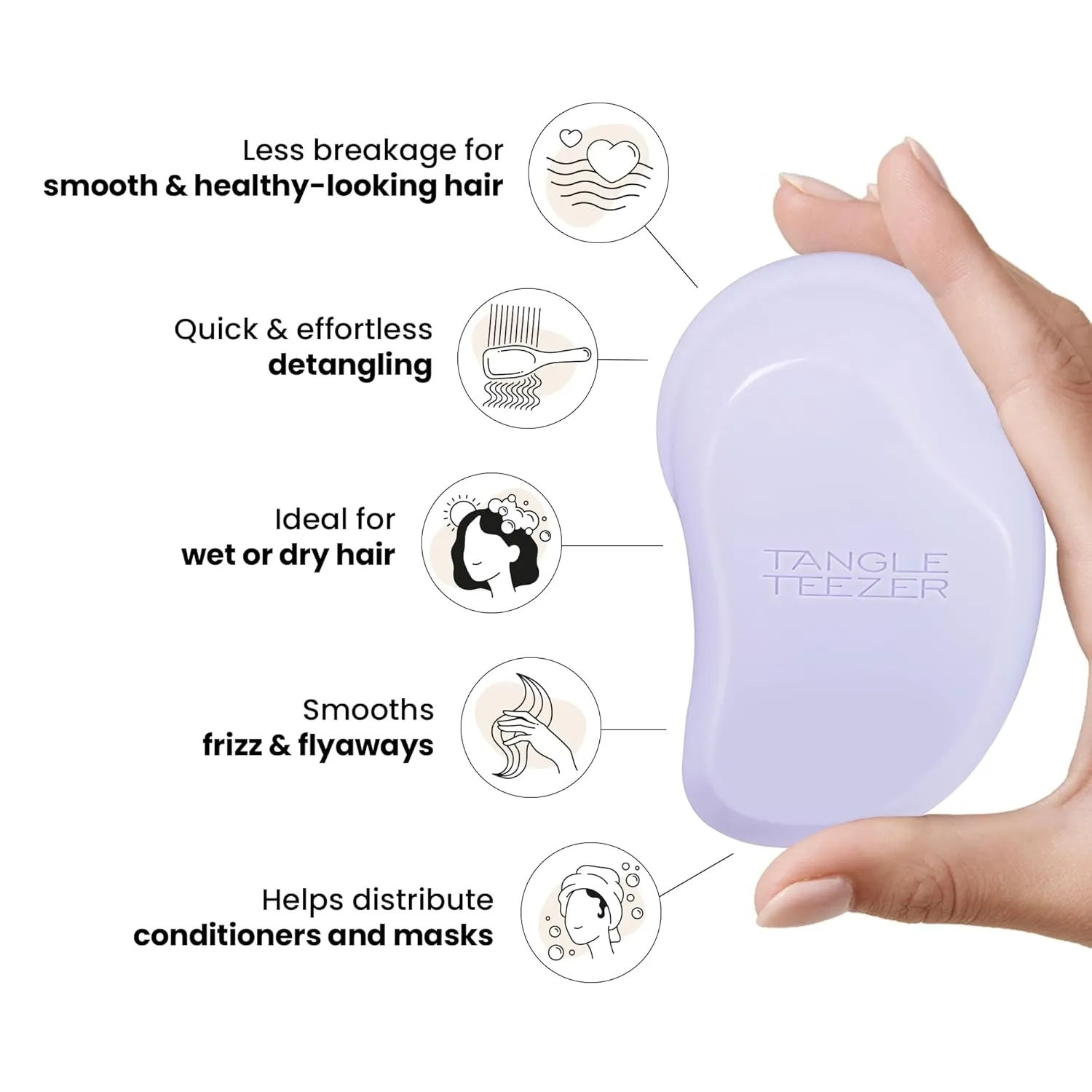 Tangle Teezer Original Detangler Brush, Dry & Wet Hairbrush for All Hair Types, Lilac