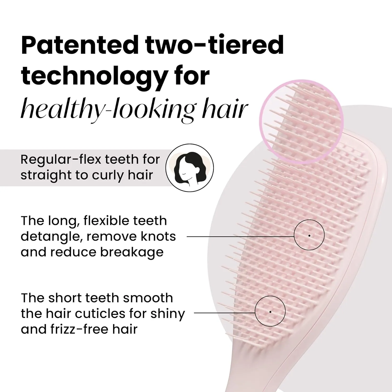Tangle Teezer Plant-Based Ultimate Detangler Brush, Dry & Wet Hair Brush, Eliminates Knots & Reduces Breakage for All Hair Types, Marshmallow Pink