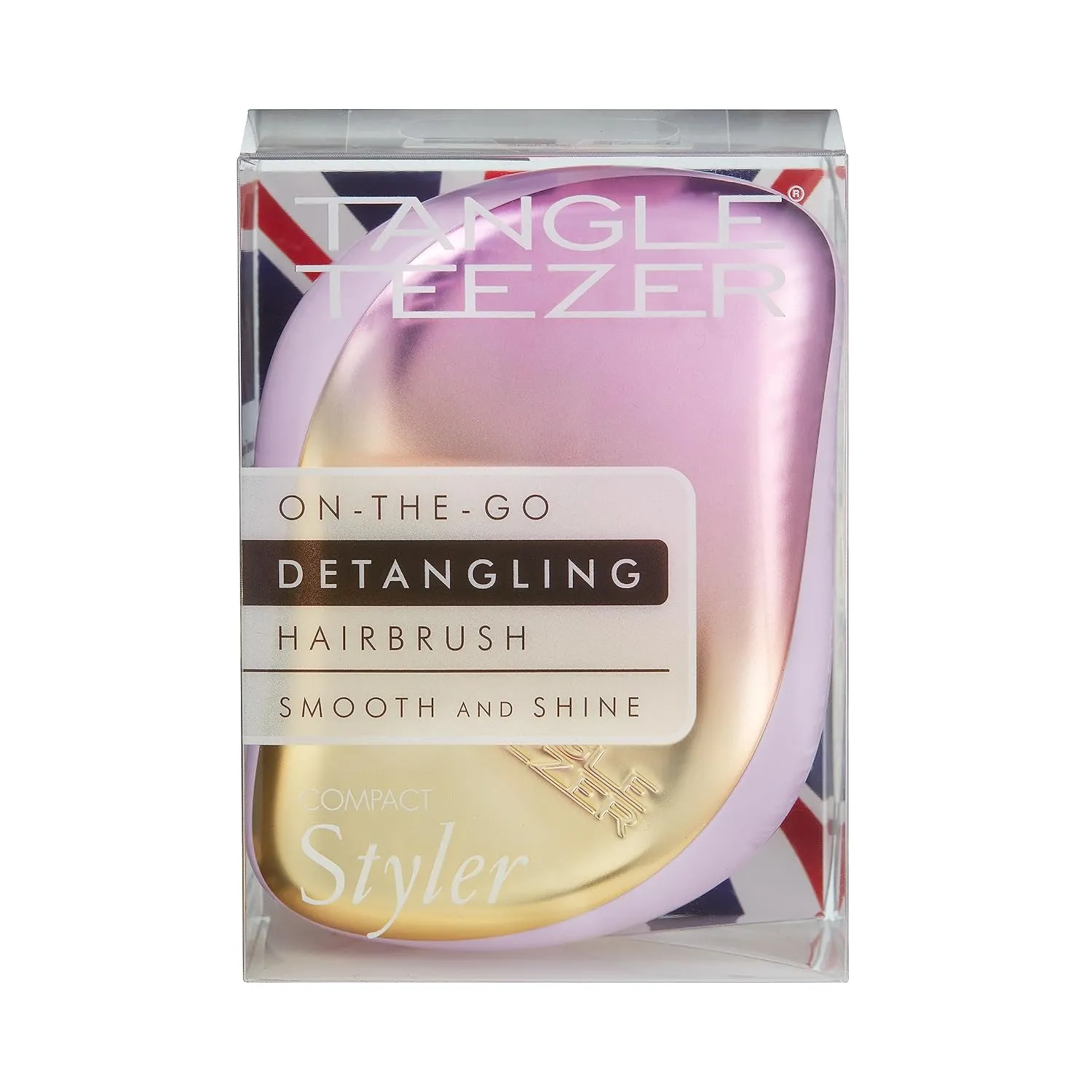Tangle Teezer The Compact Styler Detangling Brush, Dry and Wet Hair Brush Detangler for Traveling and Small Hands, Sweet Lilac/Yellow Chrome (10301-081-3), 1.0 Count