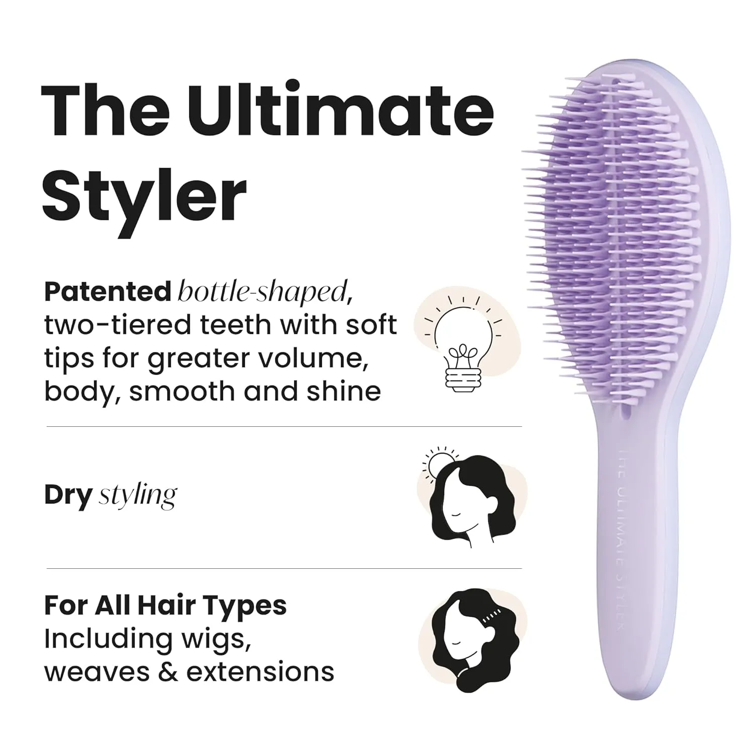 Tangle Teezer The Ultimate Styler Hair Styling Brush for Dry Styling, Maintains, Blends & Adds Volume, Texture & Shine, Lilac Cloud