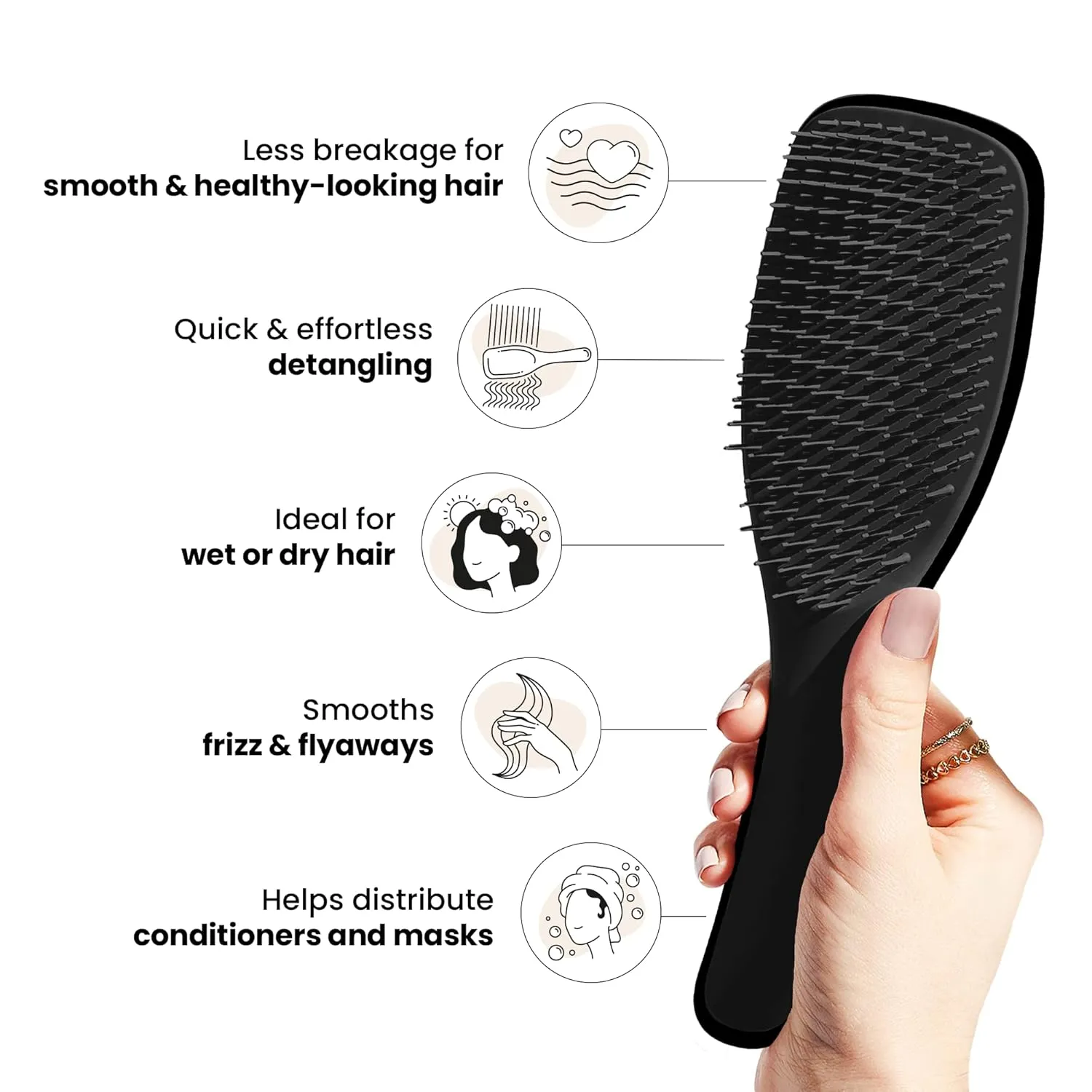TANGLE TEEZER The Wet Detangler, Liquorice Black, All Hair types, unisex-adult