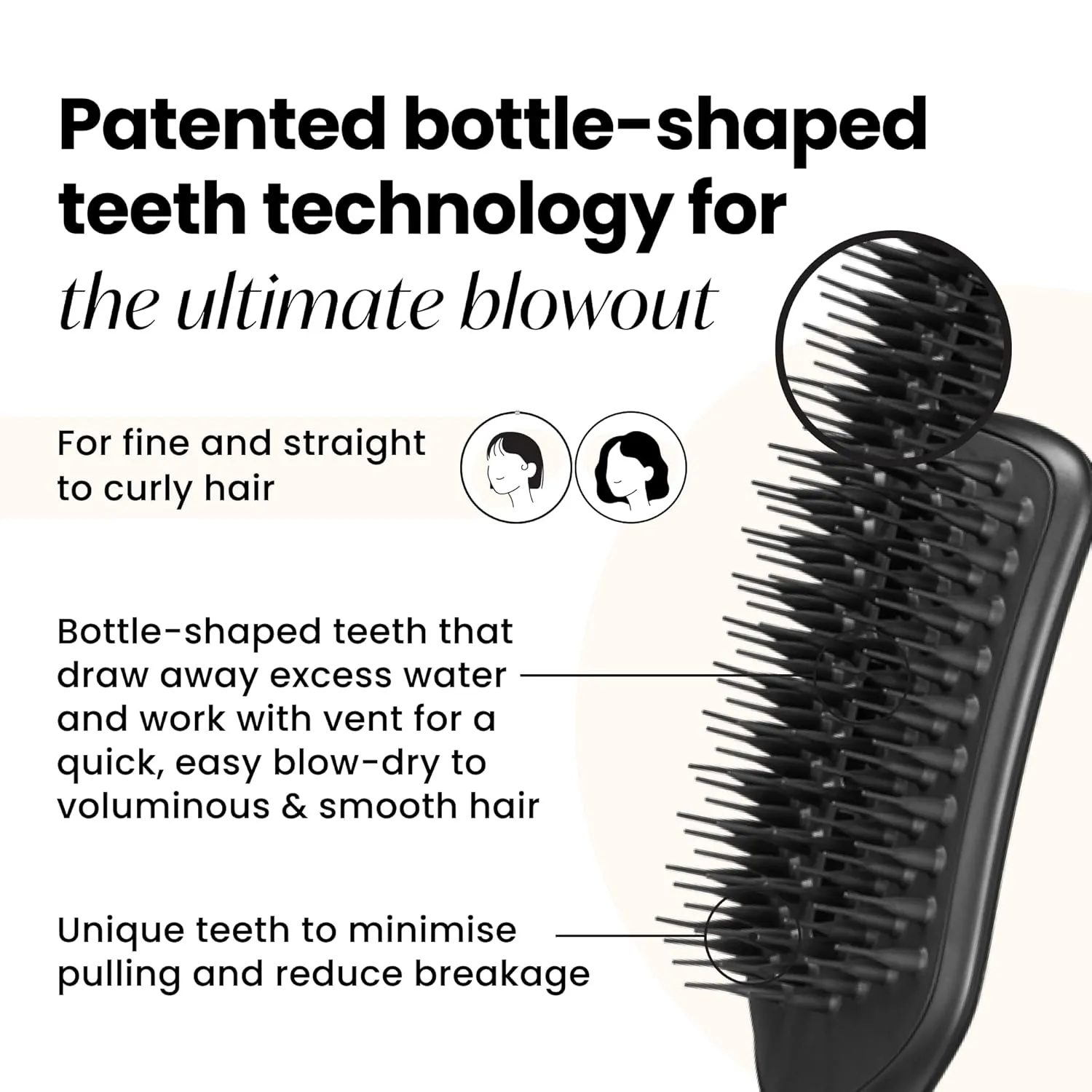 Tangle Teezer Ultimate Blow Dry Brush, Vented Hair Brush for a Quick & Easy Blowout, Adds Volume & Lift, for Fine to Medium Hair Types, Jet Black