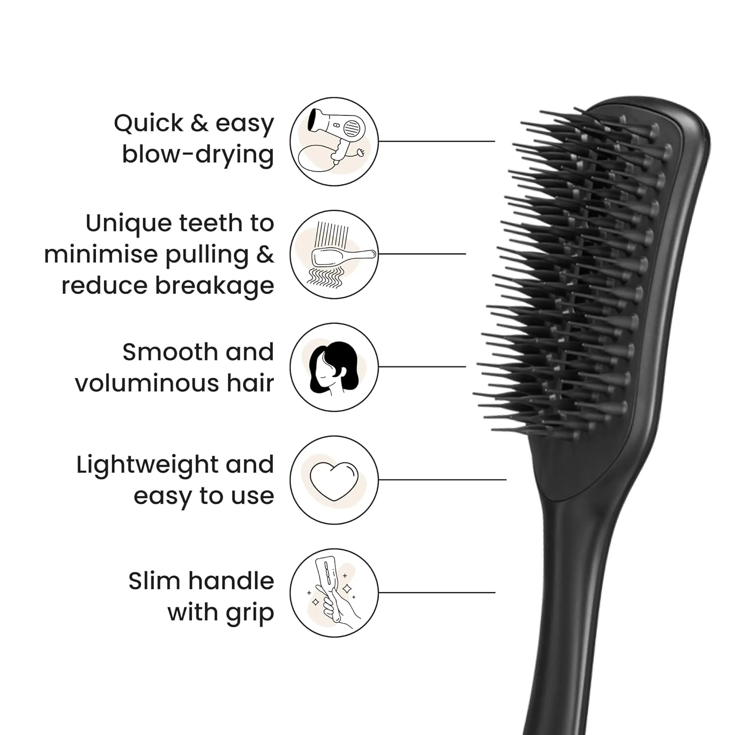 Tangle Teezer Ultimate Blow Dry Brush, Vented Hair Brush for a Quick & Easy Blowout, Adds Volume & Lift, for Fine to Medium Hair Types, Jet Black