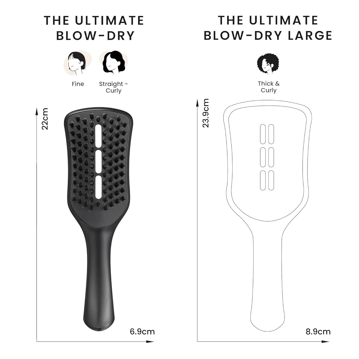 Tangle Teezer Ultimate Blow Dry Brush, Vented Hair Brush for a Quick & Easy Blowout, Adds Volume & Lift, for Fine to Medium Hair Types, Jet Black
